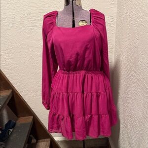 Chic Fuchsia Long Sleeve Dress